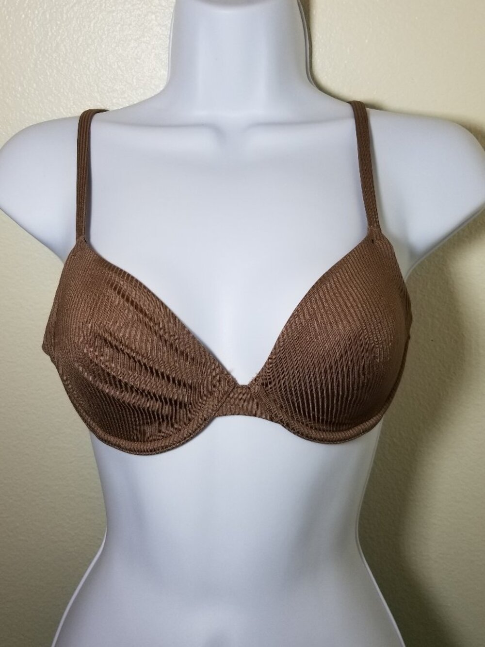 Dornia Brown Bikini Top Size 32B Beach Swim‎ Summer Vacation Retro NWT
